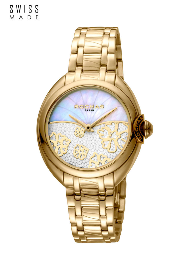 Ceas de dama elvețian rotund cu bratara metalica, ROCHAS PARIS – reducere 89%&nbsp;!